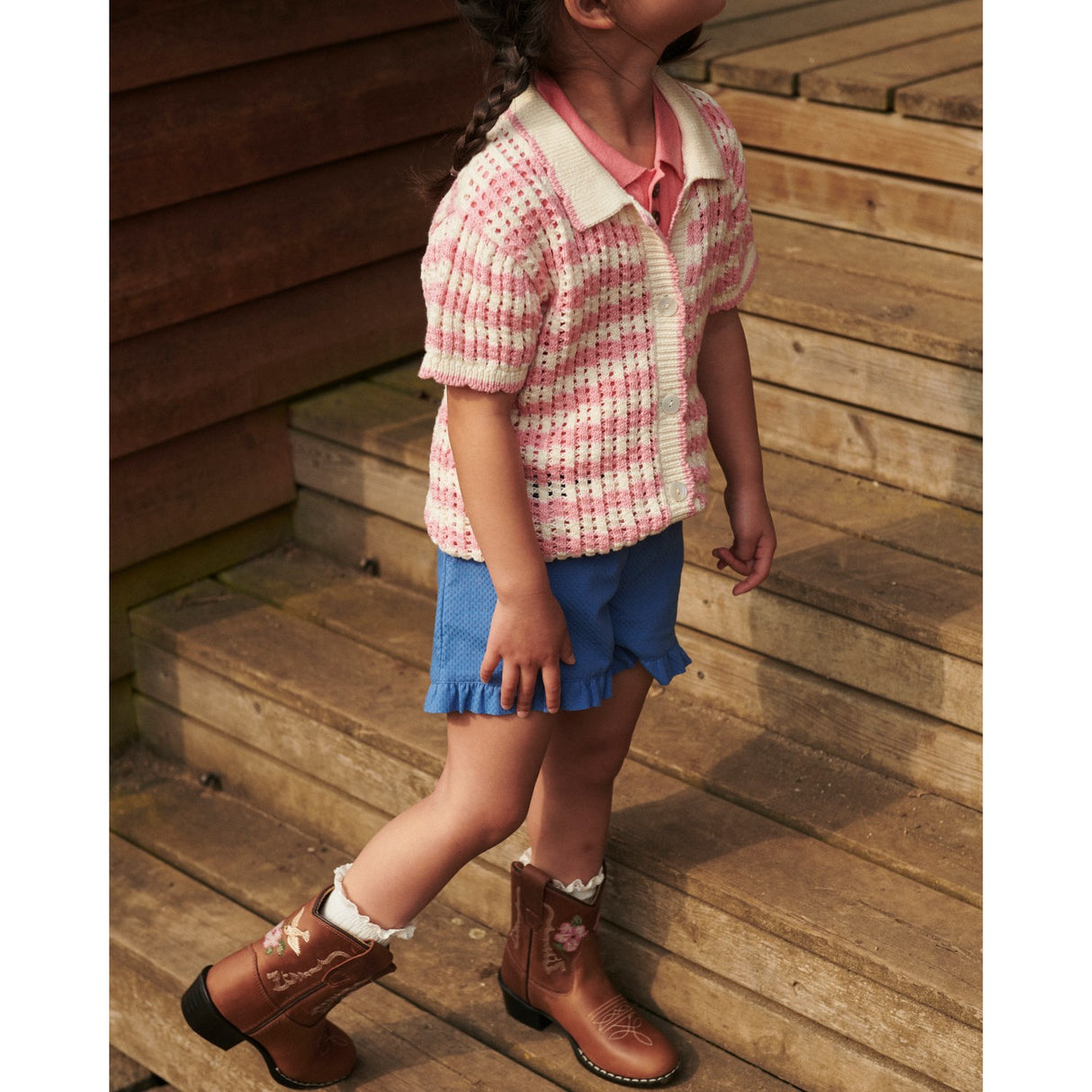 COPENHAGEN COLORS Cognac Leather Limited Cowboy Stövlar Low - Brown Flower