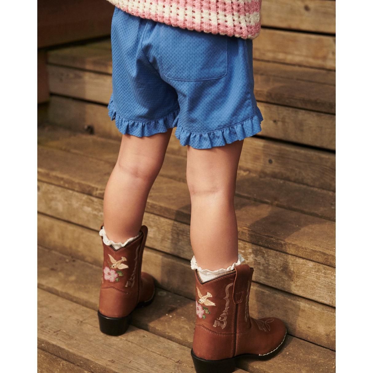 COPENHAGEN COLORS Cognac Leather Limited Cowboy Stövlar Low - Brown Flower