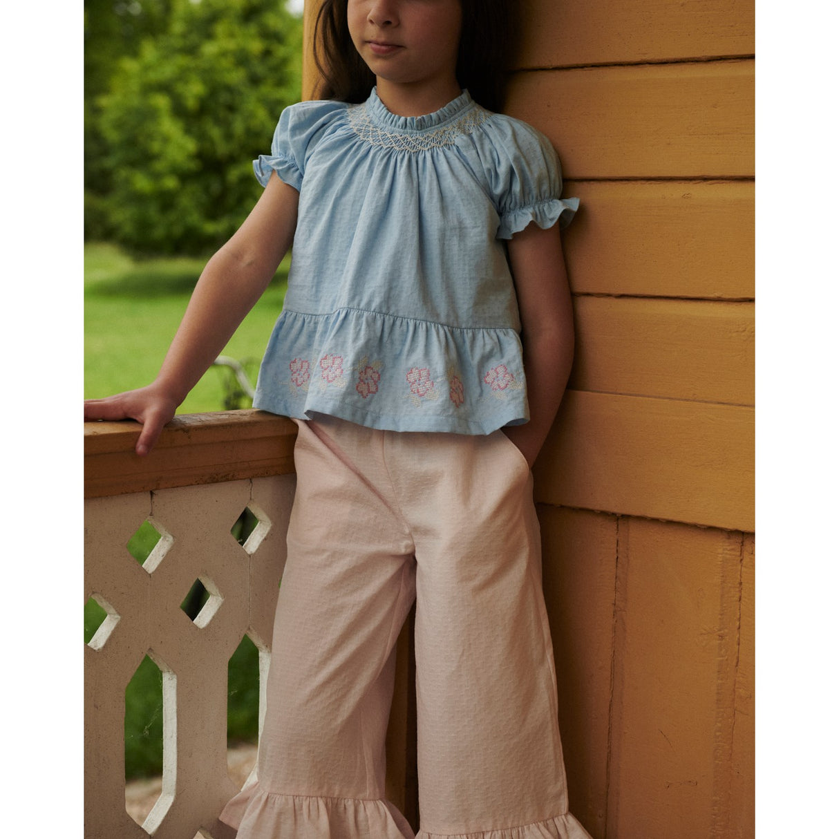 COPENHAGEN COLORS Lt. Blue Comb. Blus W. Smock W. Emb.