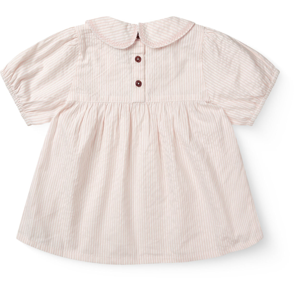 COPENHAGEN COLORS Dusty Rose W Cream Stripe Seersucker Blus W. Krage