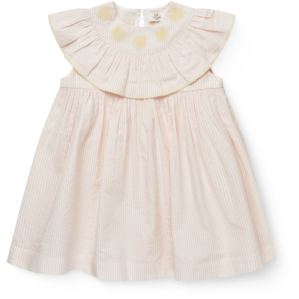 COPENHAGEN COLORS Dusty Rose W Cream Stripe W Yellow Seersucker Klänning W. Heart
