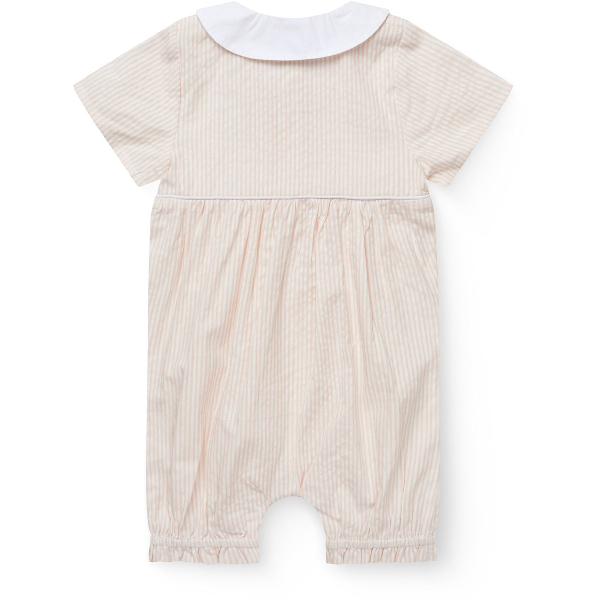 COPENHAGEN COLORS Dusty Rose W Cream Stripe Seersucker Romper W. Krage