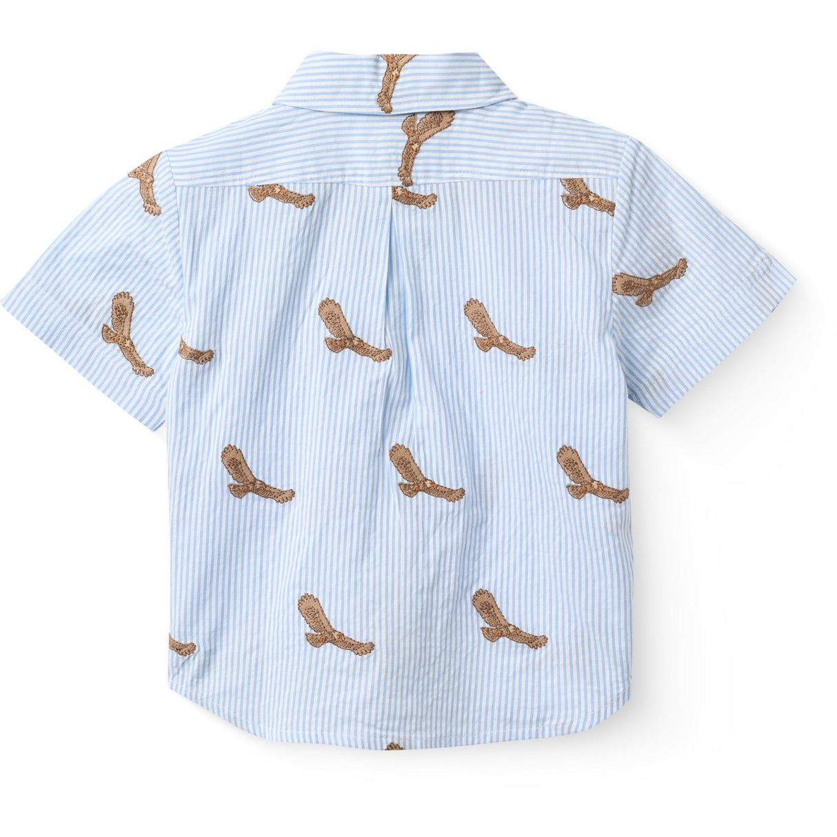 COPENHAGEN COLORS Sky Blue W Cream Stripe Seersucker Skjorta W. Emb