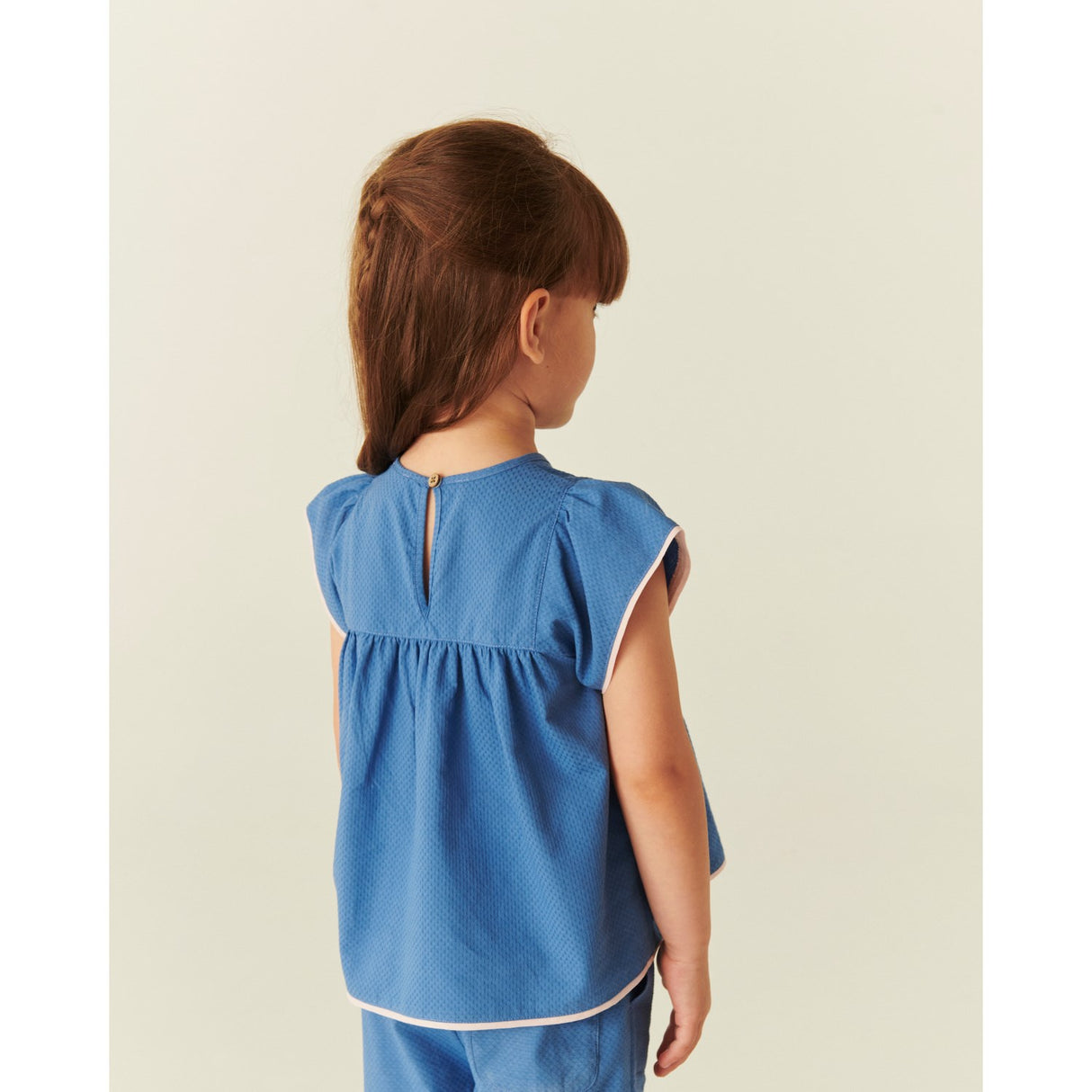 COPENHAGEN COLORS Ocean Blue Comb. Blus W. Contrast Piping