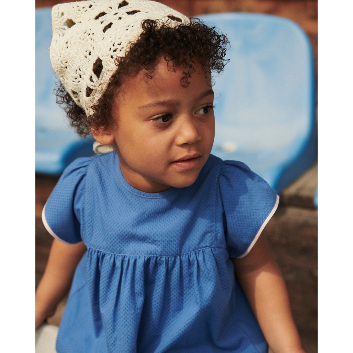 COPENHAGEN COLORS Ocean Blue Comb. Blus W. Contrast Piping