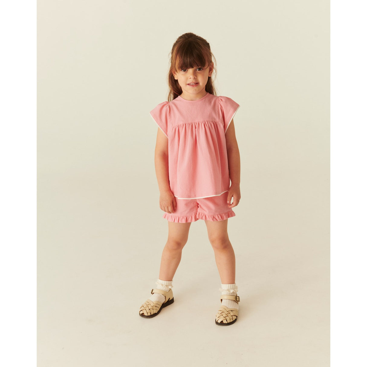 COPENHAGEN COLORS Pink Comb. Blus W. Contrast Piping