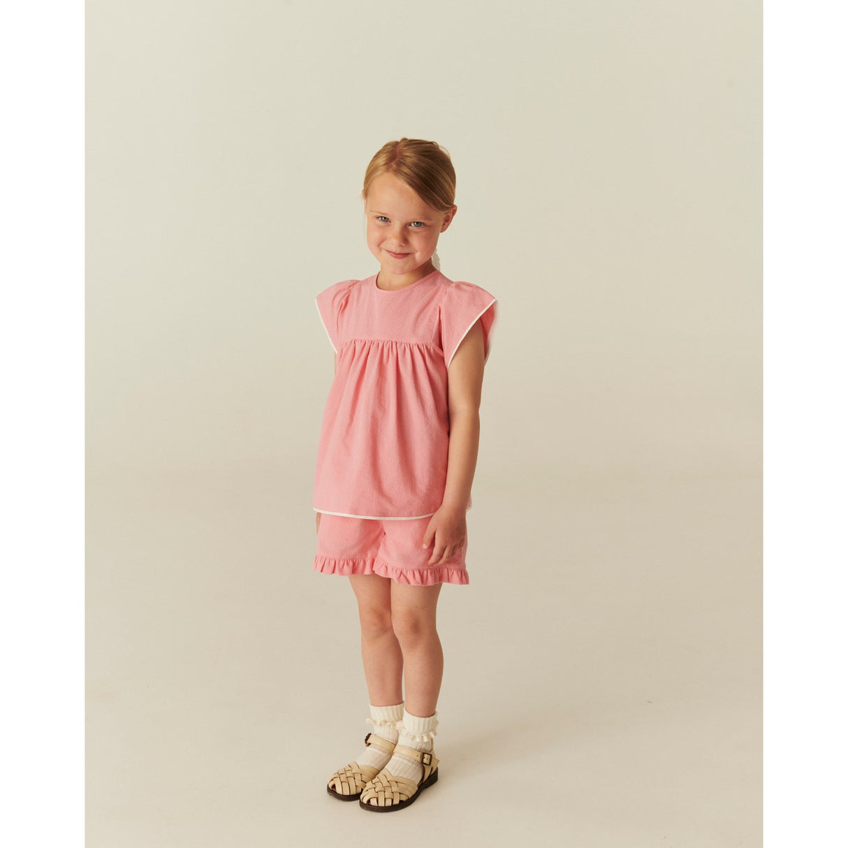 COPENHAGEN COLORS Pink Comb. Blus W. Contrast Piping