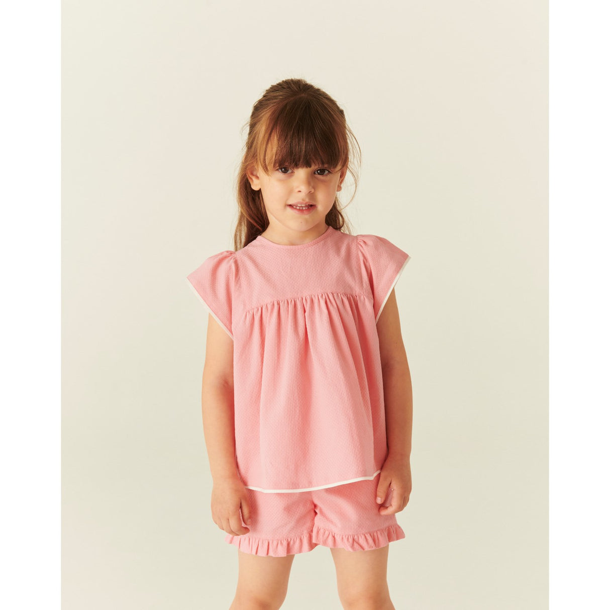 COPENHAGEN COLORS Pink Comb. Blus W. Contrast Piping