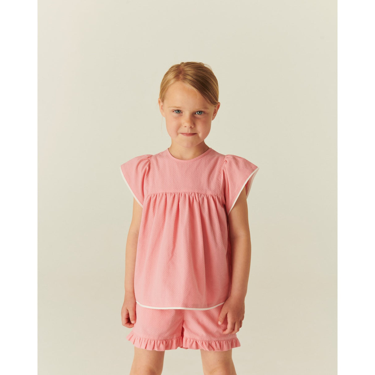 COPENHAGEN COLORS Pink Comb. Blus W. Contrast Piping