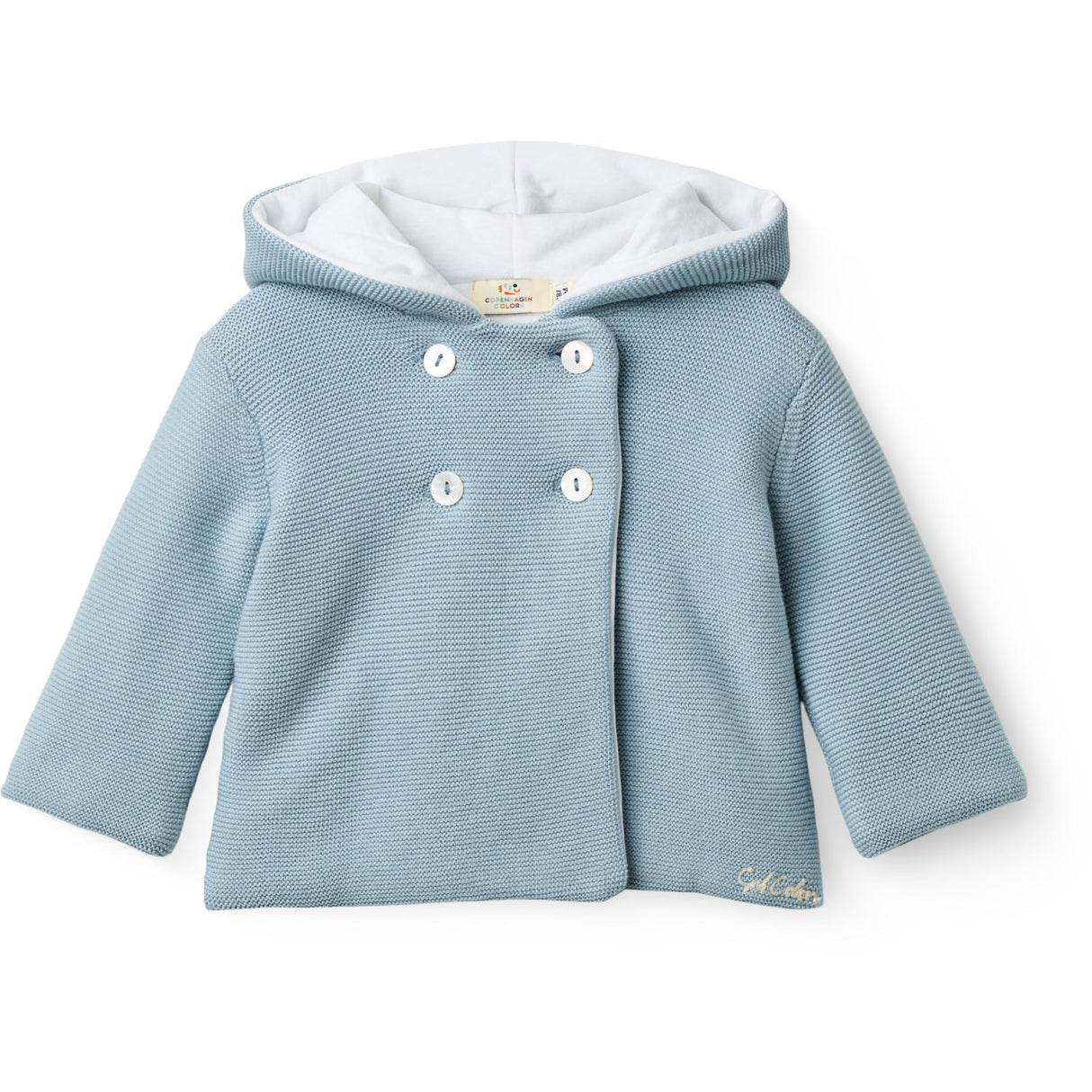 COPENHAGEN COLORS Dusty Blue W Cream Bomull Baby Jacka W. Huva