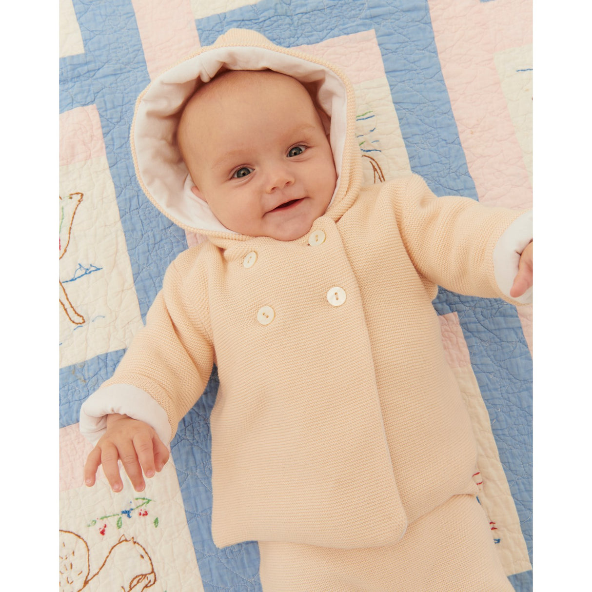 COPENHAGEN COLORS Cream W Beige Bomull Baby Jacka W. Huva