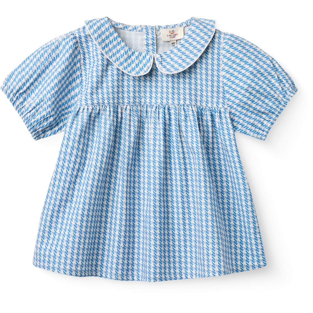 COPENHAGEN COLORS Blue Houndstooth Mini Houndstooth Blus W. Krage