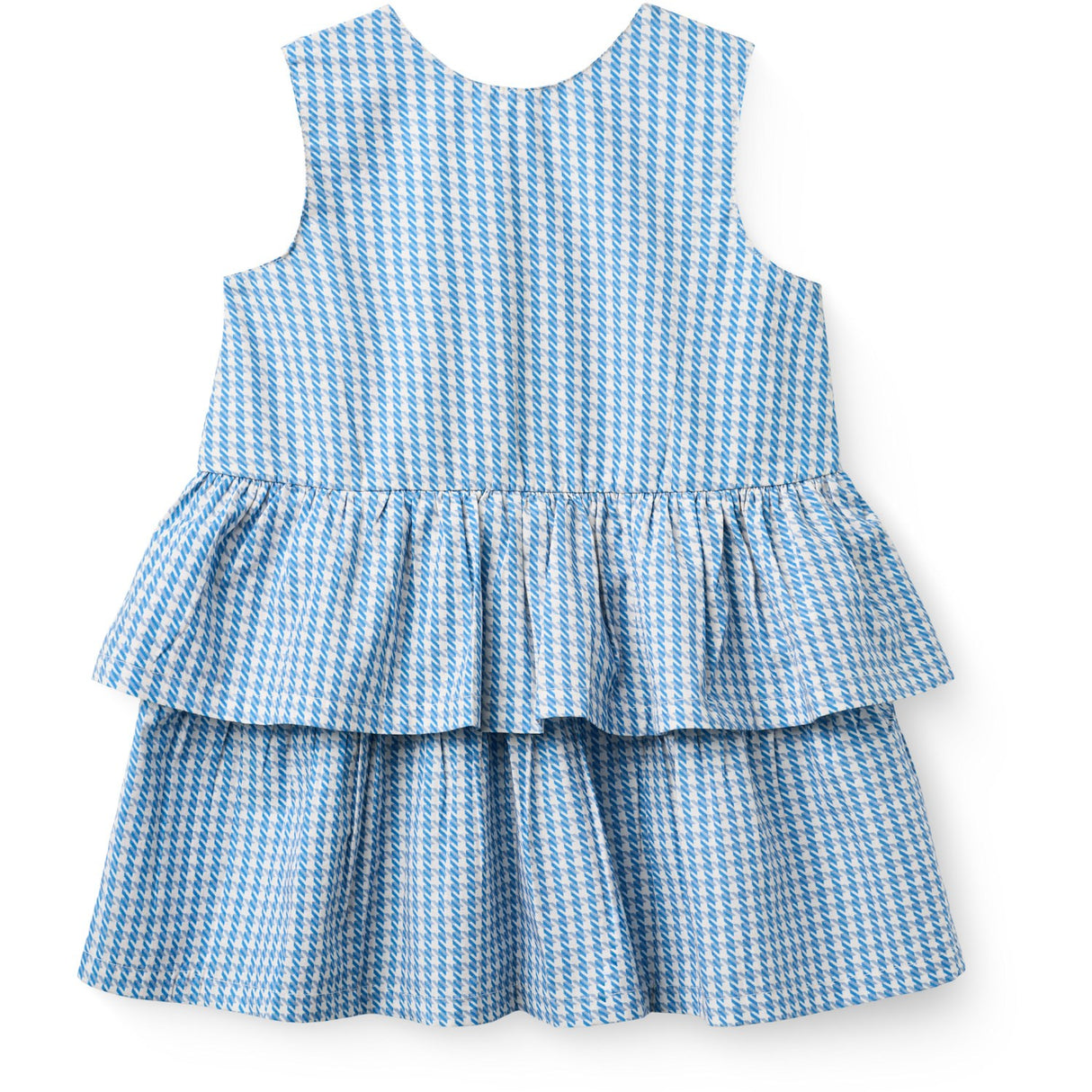 COPENHAGEN COLORS Blue Houndstooth Mini Houndstooth Klänning W. Rosett