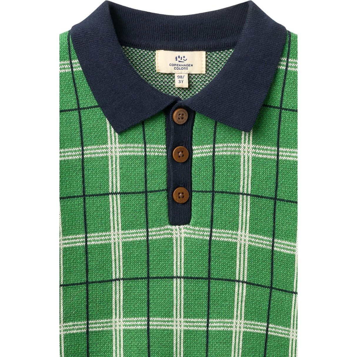 COPENHAGEN COLORS Green Comb. Stickad Checkered Pikétröja