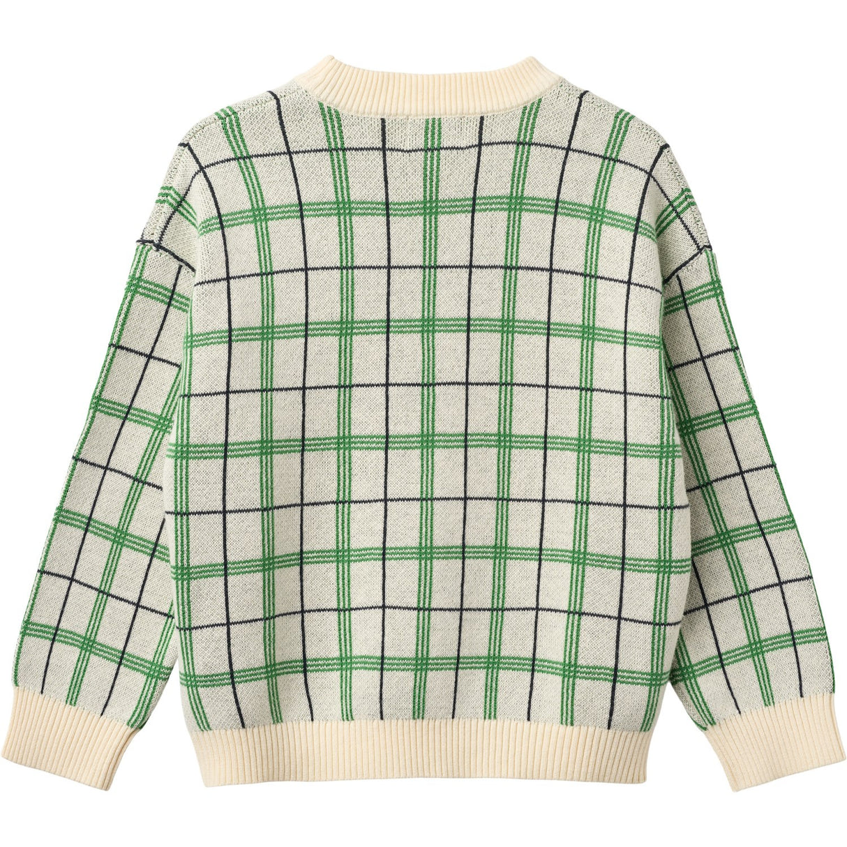 COPENHAGEN COLORS Green Comb. Stickad Jacquard Check Blus