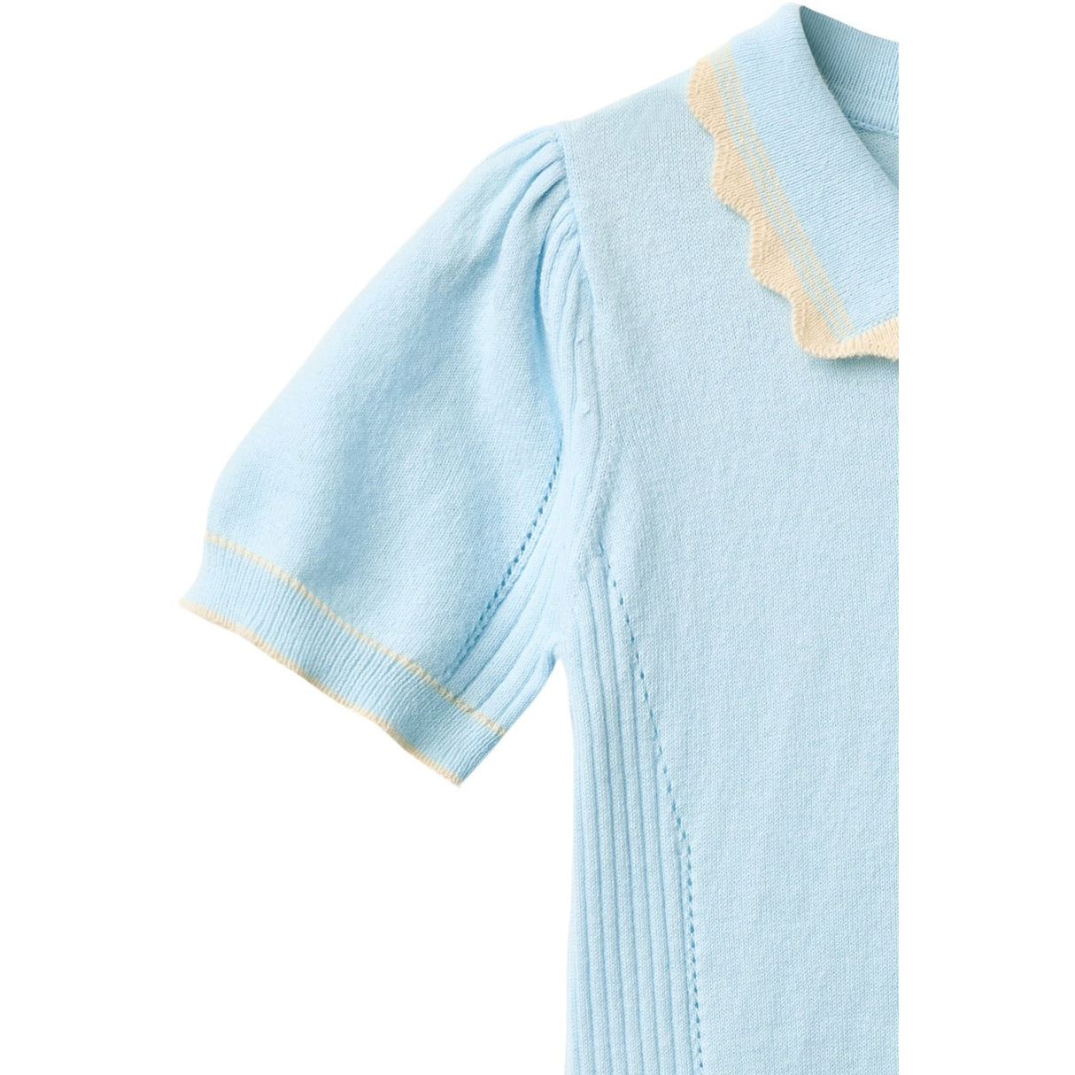 COPENHAGEN COLORS Ice Blue Comb Stickad Peplum Klänning