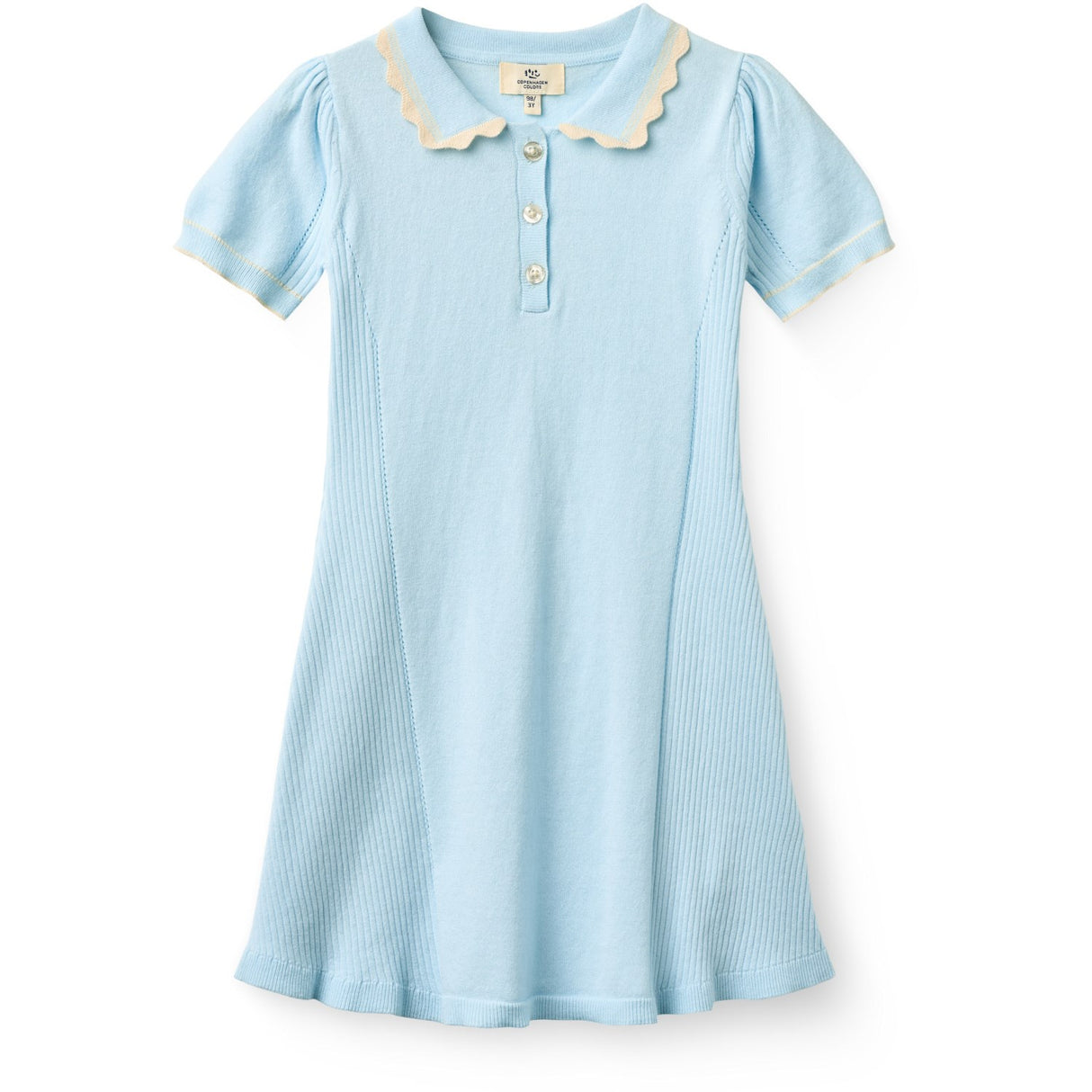 COPENHAGEN COLORS Ice Blue Comb Stickad Peplum Klänning