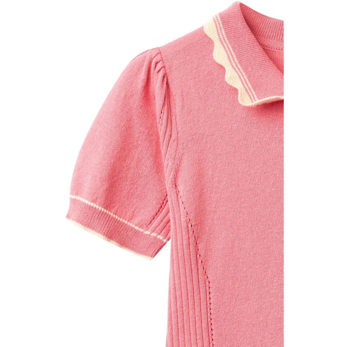 COPENHAGEN COLORS Pink Comb. Stickad Peplum Klänning