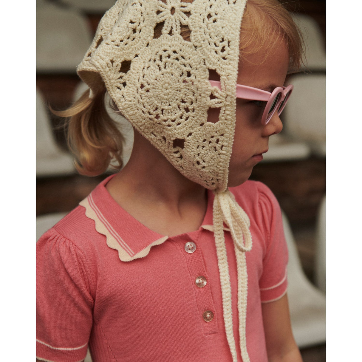 COPENHAGEN COLORS Pink Comb. Stickad Peplum Klänning