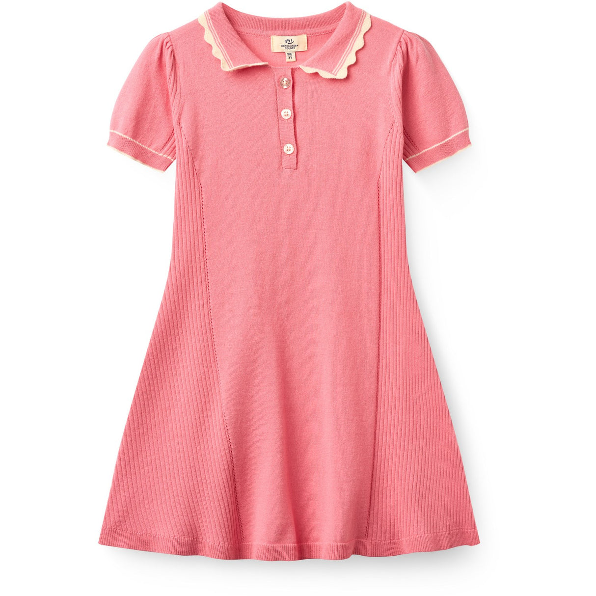 COPENHAGEN COLORS Pink Comb. Stickad Peplum Klänning