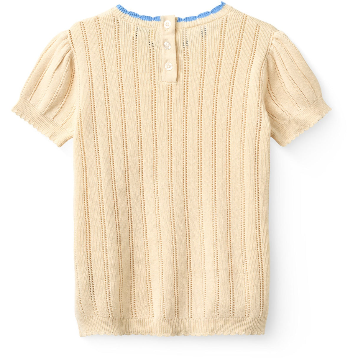 COPENHAGEN COLORS Cream Stickad Pointelle Ss Blus