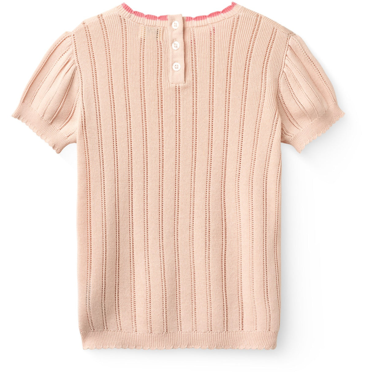 COPENHAGEN COLORS Dusty Rose Stickad Pointelle Ss Blus