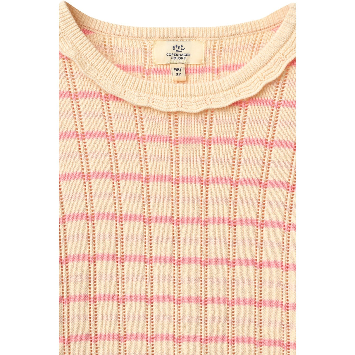 COPENHAGEN COLORS Pink Comb. Stickad Stripe Pointelle Ls Blus