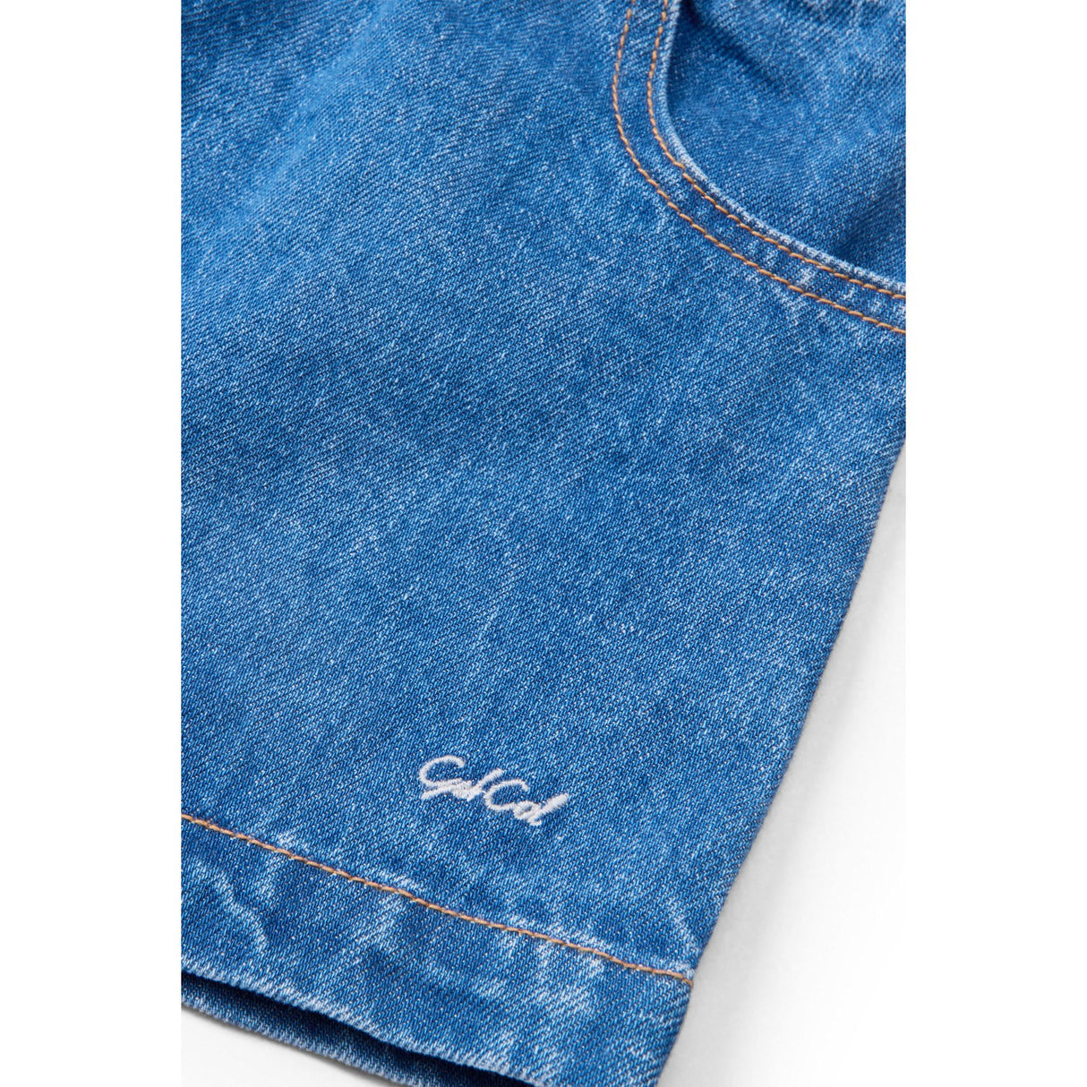 COPENHAGEN COLORS Indigo Blue Washed Organic Pocket Kjol