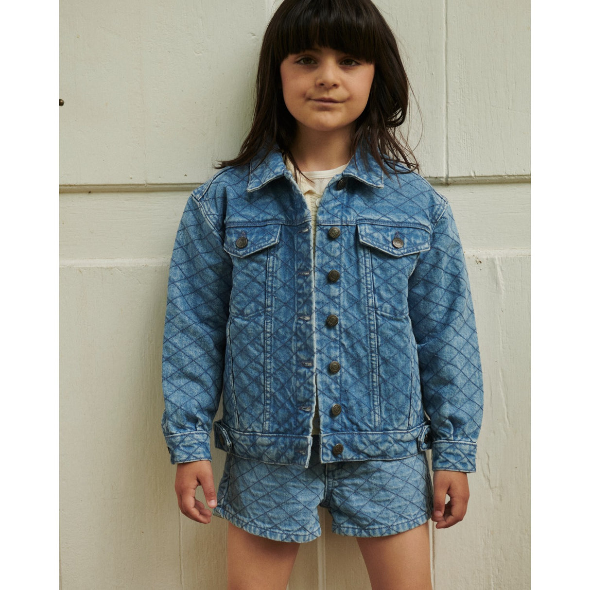 COPENHAGEN COLORS Lt. Washed Blue Quilt Organic Quiltad Denim Jacka