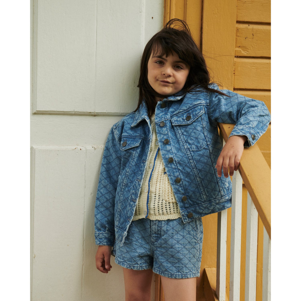 COPENHAGEN COLORS Lt. Washed Blue Quilt Organic Quiltad Denim Jacka