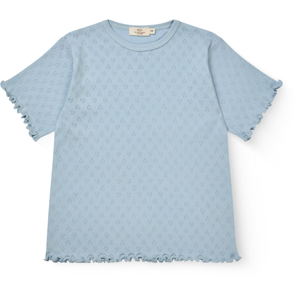 COPENHAGEN COLORS Dusty Blue Pointelle Heart T-Shirt