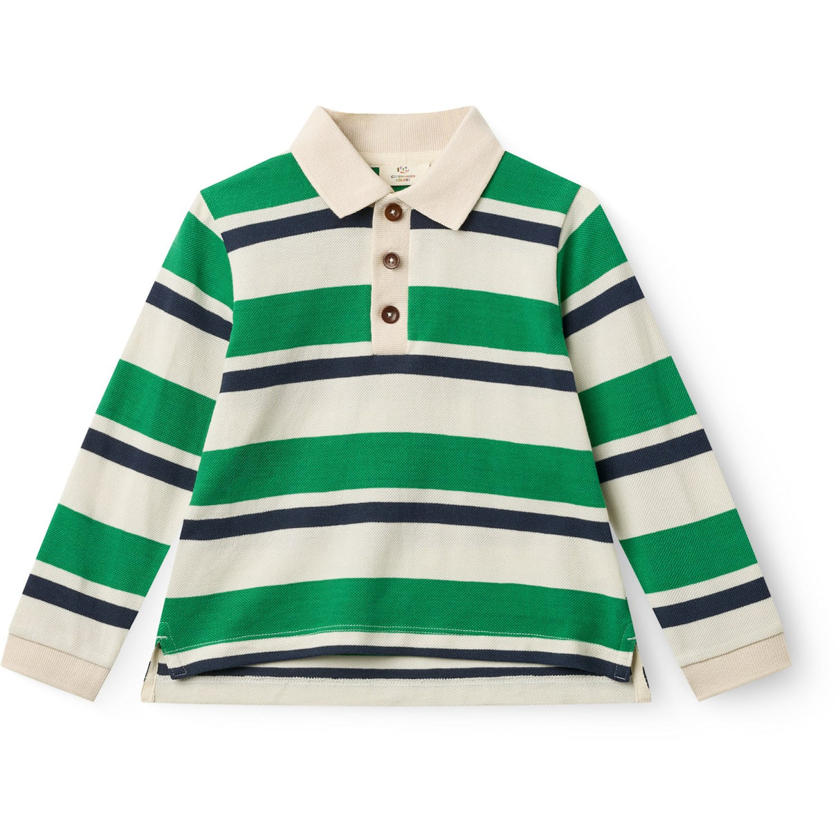 COPENHAGEN COLORS Sharp Green Comb. Striped Pique Pikétröja W. Ls
