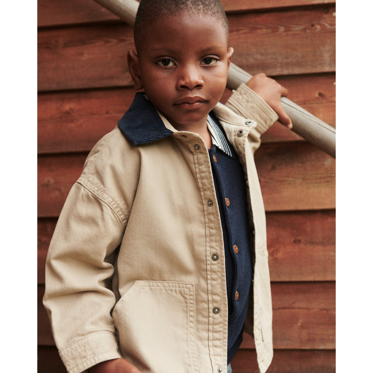 COPENHAGEN COLORS Beige Comb. Twill Jacka W. Corduroy Krage