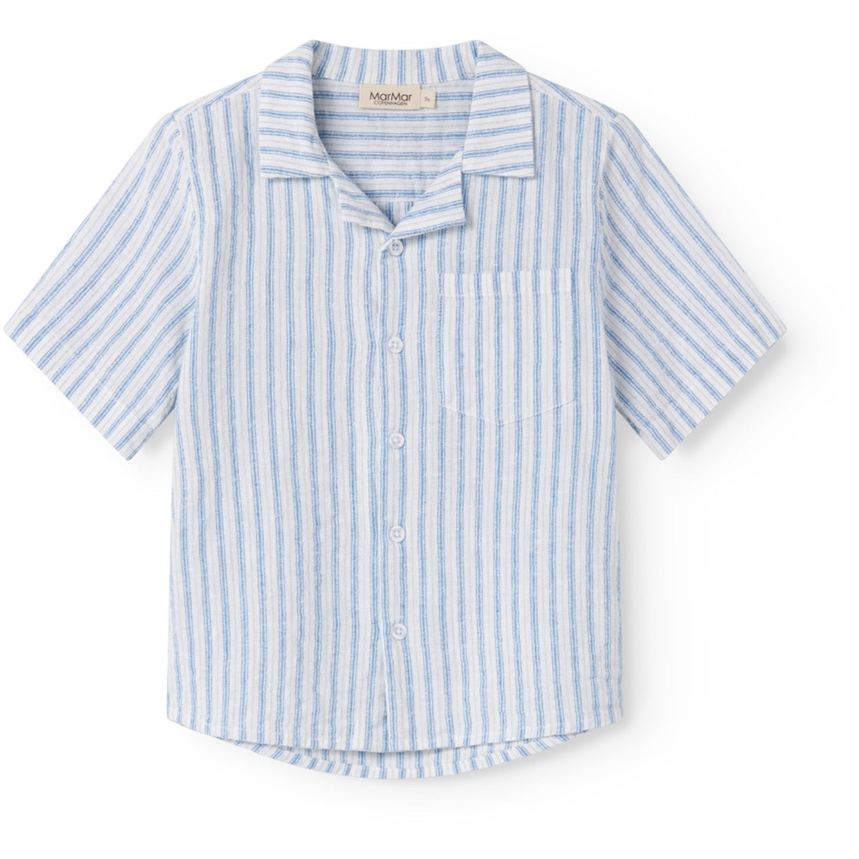 MarMar Cotton Linen Surf Blue Stripe Tage Skjorta
