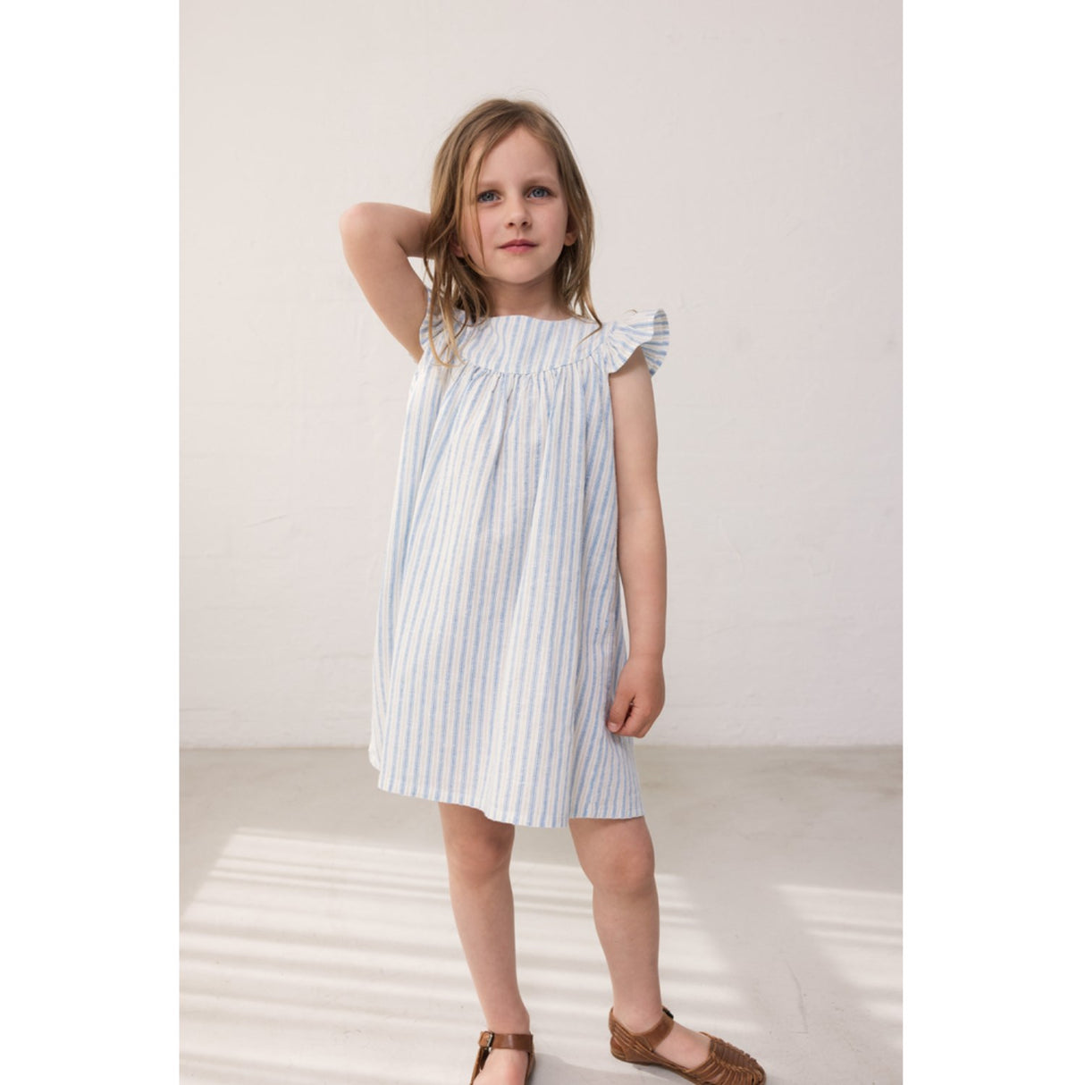 MarMar Cotton Linen Surf Blue Stripe Dhana Klänning