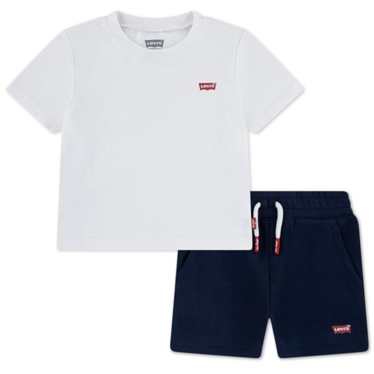 Levi's Bright White Lvb Batwing T-Shirt & Stickad Shorts Sett