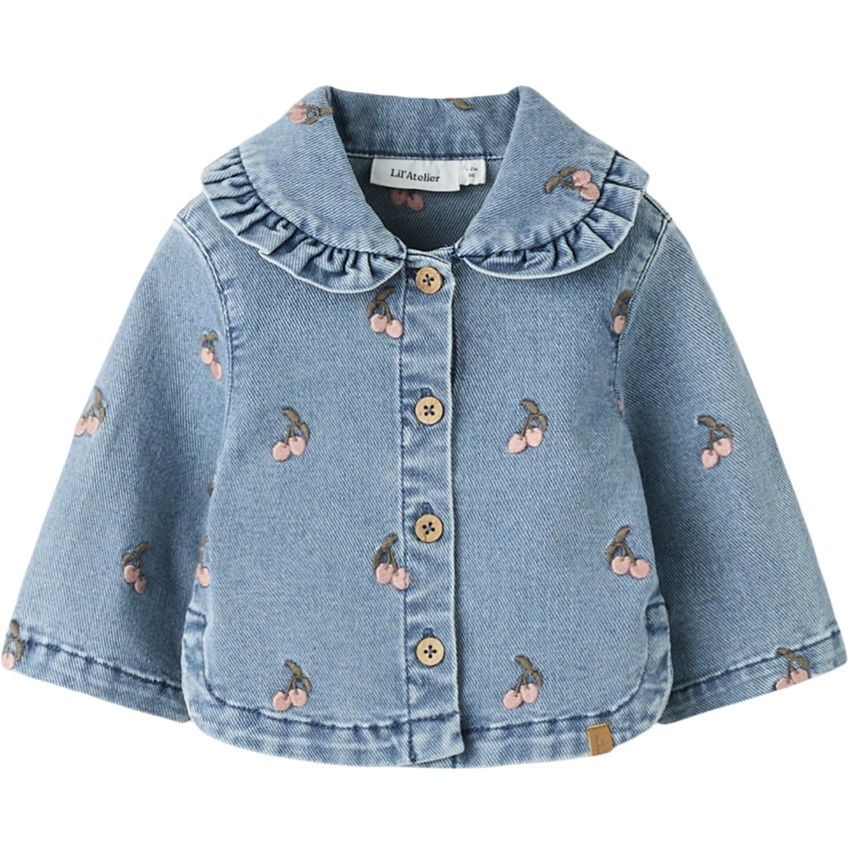 Lil'Atelier Medium Blue Denim Cherry Nbfdeva Loose Dnm Emb Jacka 2024-Es Lil