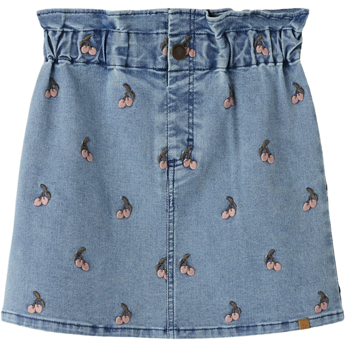Lil'Atelier Medium Blue Denim Cherry Nmfdeva Loose Dnm Emb Kjol 2024-Es Lil