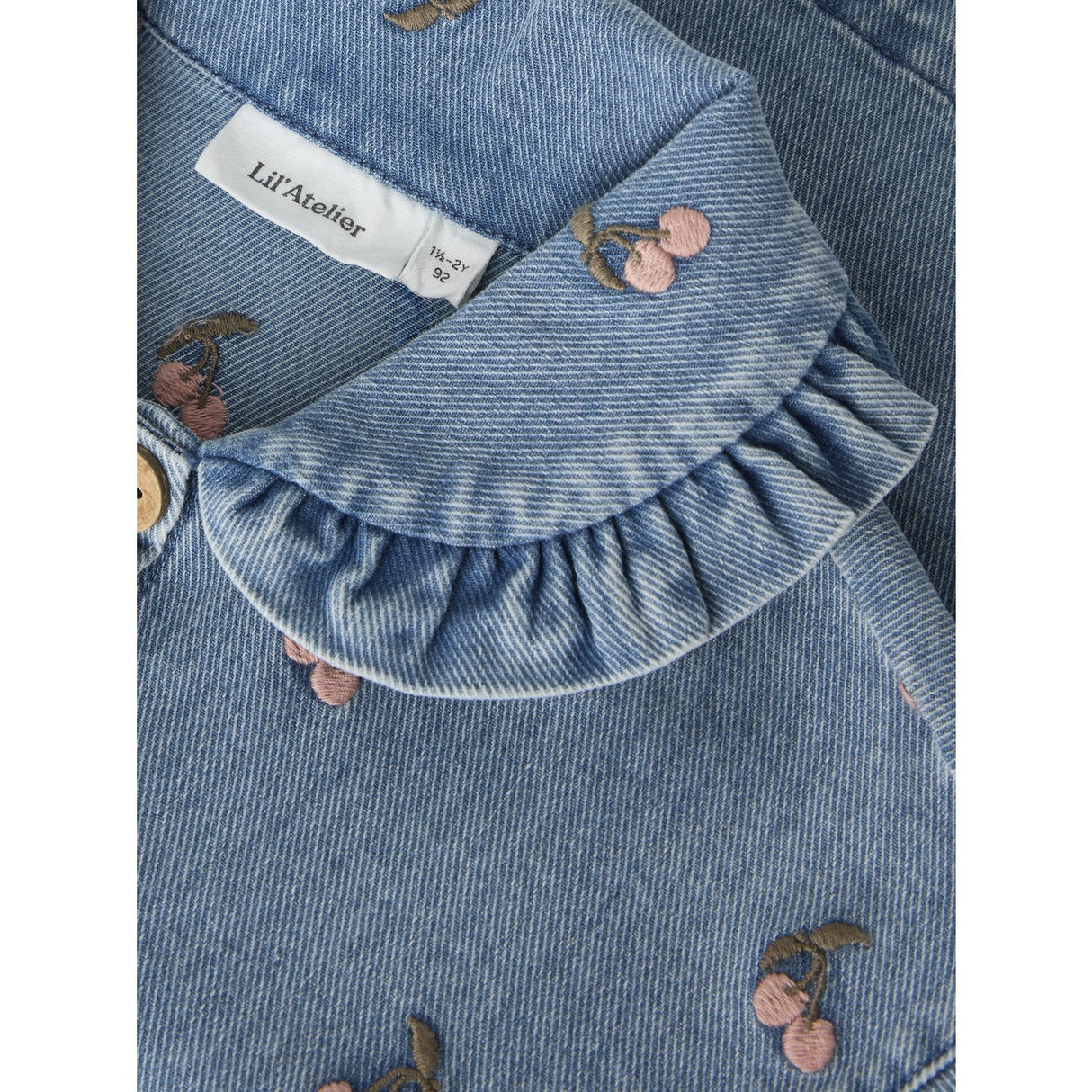 Lil'Atelier Medium Blue Denim Cherry Nmfdeva Loose Dnm Emb Jacka 2024-Es Lil