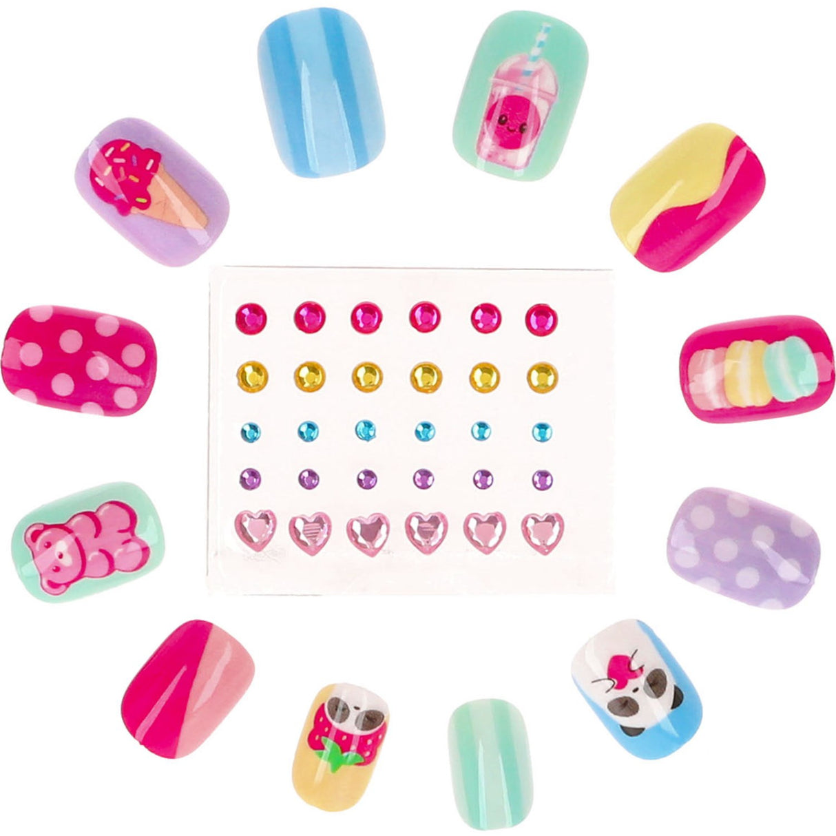 TOPModel Candy Glam Artificial Nails Och Deco Stone Sett