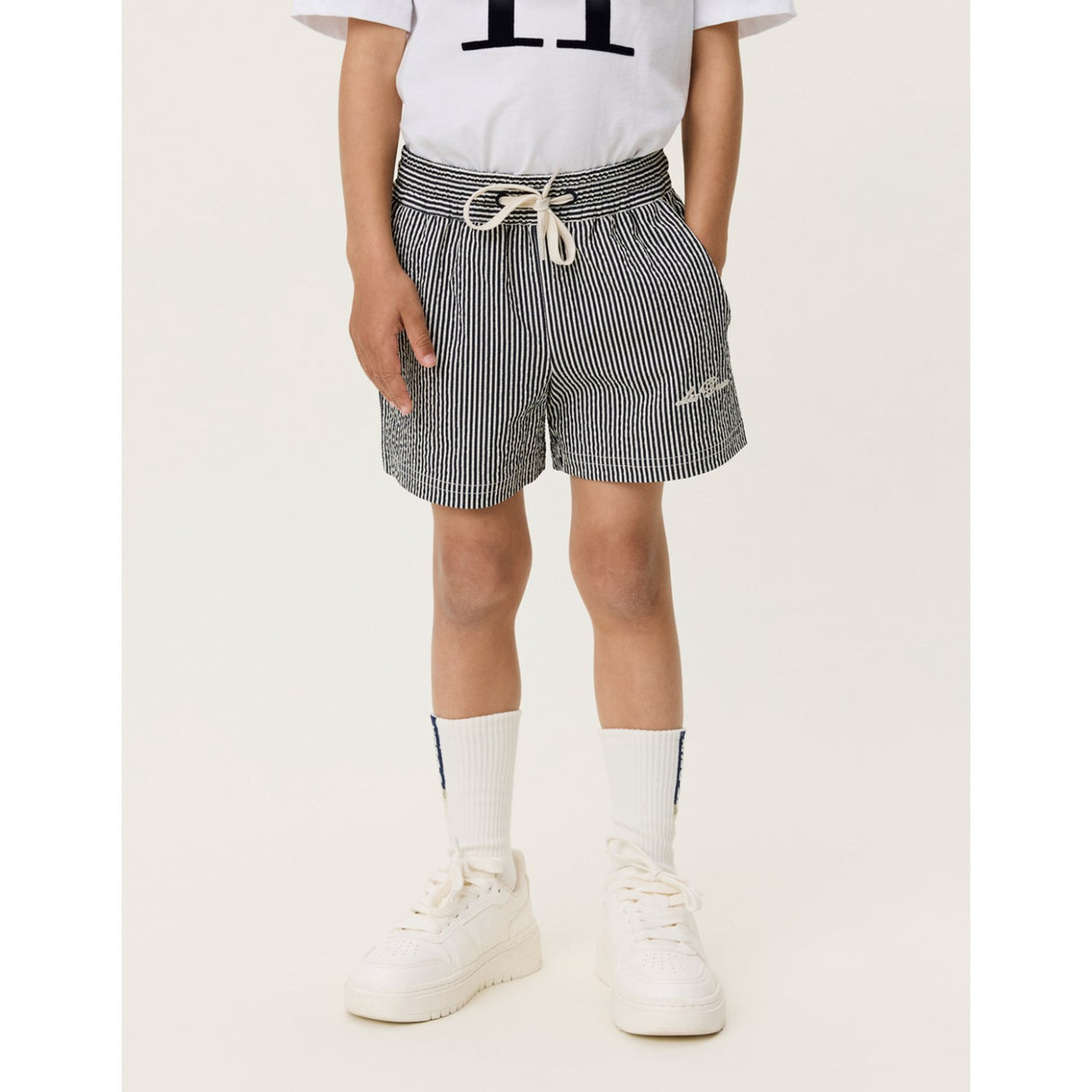 Les Deux Kids Black Stan Stripe Swim Shorts