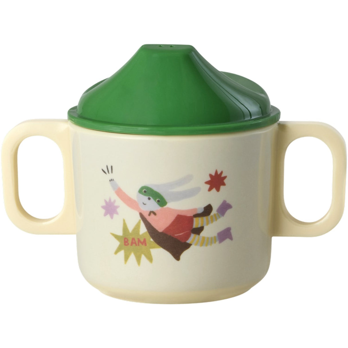Rice Melamin 2 Handle Baby Kopp Med Hero Print - Green - 250 Ml