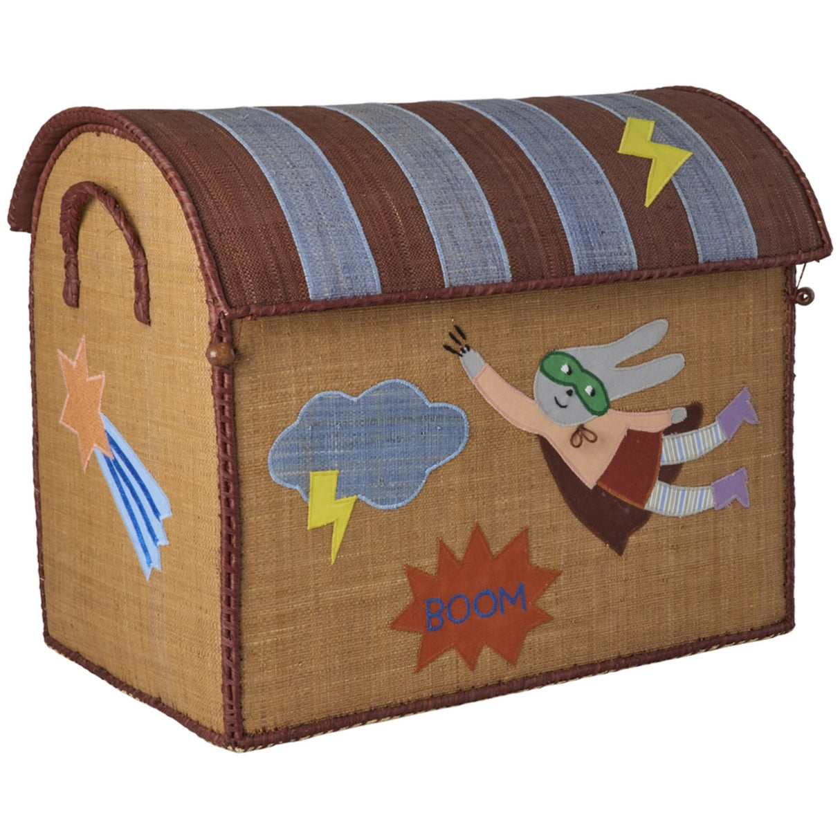 Rice Raffia Leksak Baskets Med Hero Theme - Blue - Sett Of 3