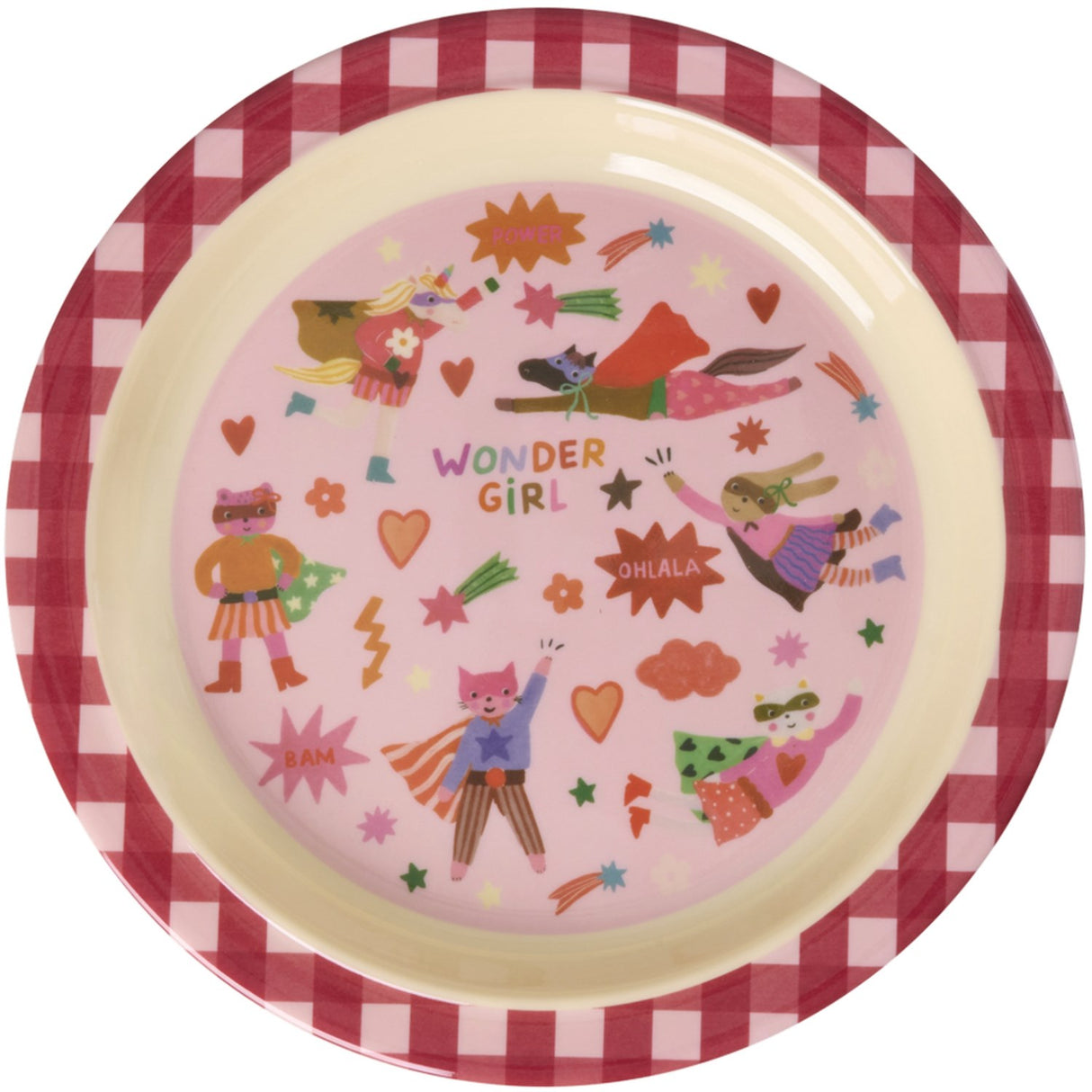 Rice Melamin Kids Lunch Tallrik Med Hero Print - Pink