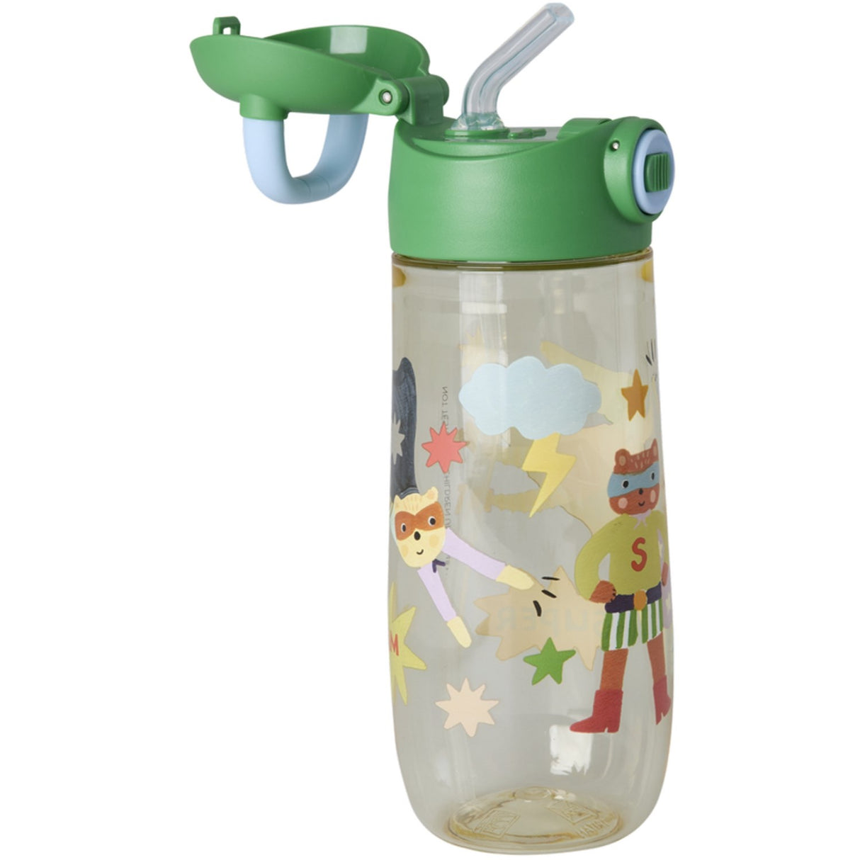 Rice Plastic Kids Drinking Flaska Med Hero Print - Green - 550 Ml