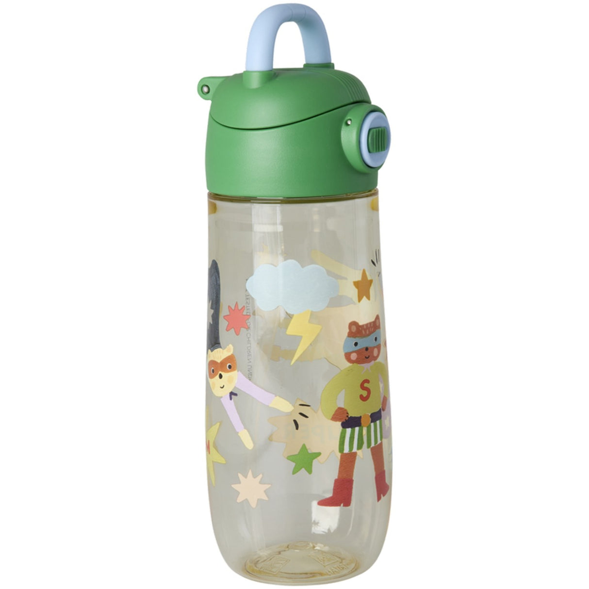 Rice Plastic Kids Drinking Flaska Med Hero Print - Green - 550 Ml
