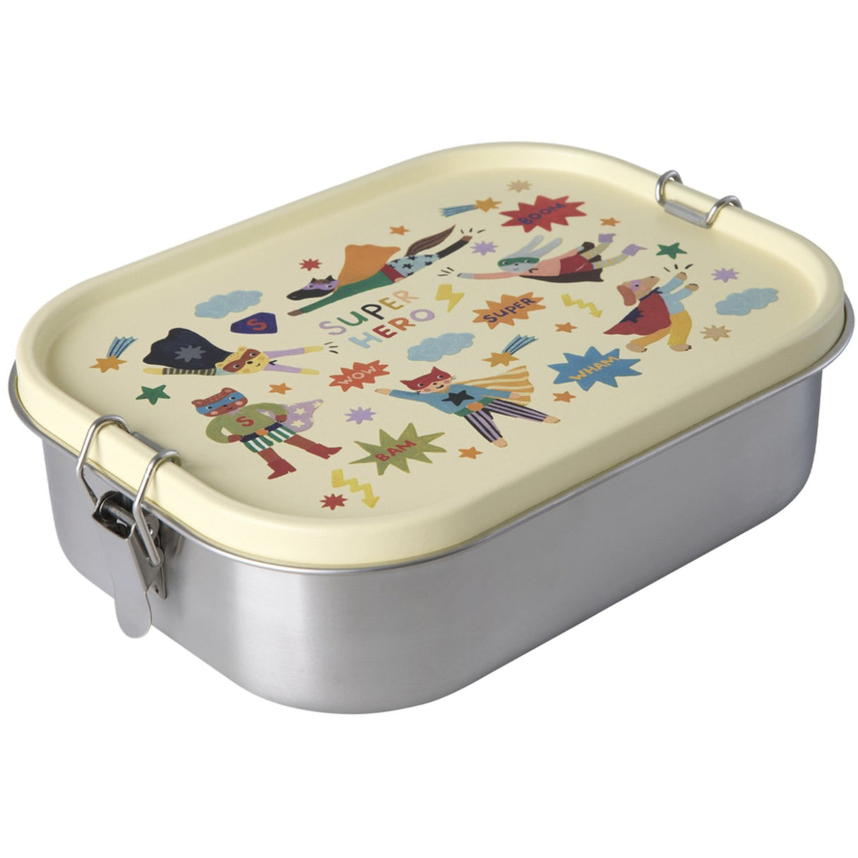 Rice Stainless Steel Lunchbox Med Moveable Divider Och Hero Print - Cream - Large - 1400 Ml