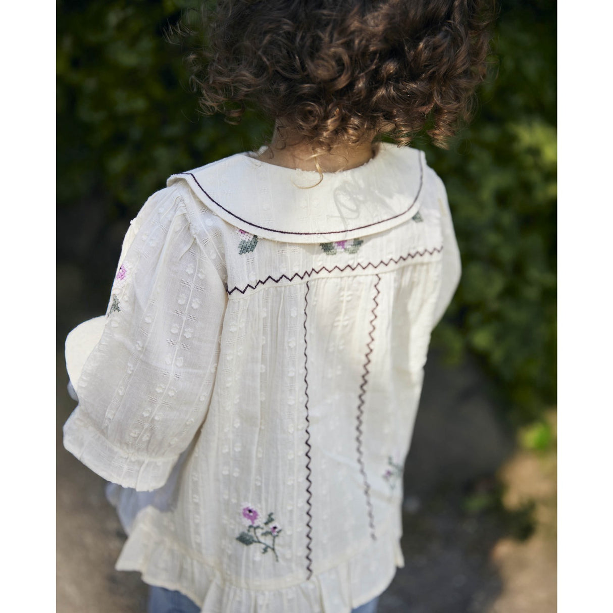 Fliink Sandshell Dobby Ss Rose Embr Blus