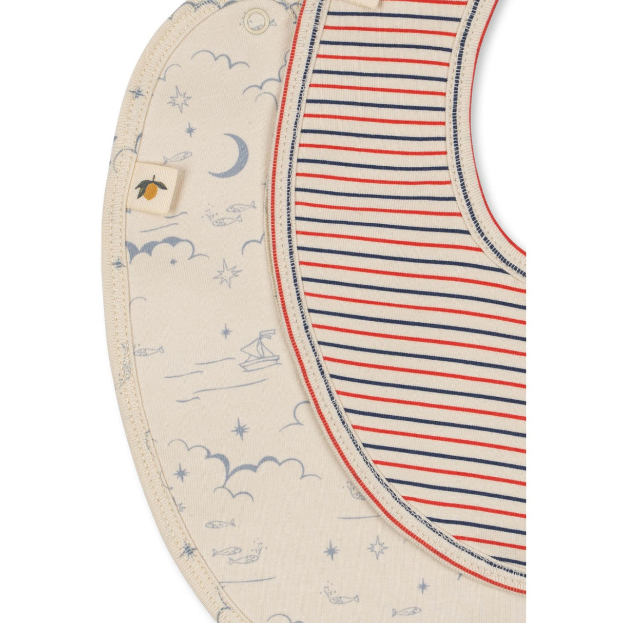 Konges Sløjd Stripe Tricolore Petit/Cielo Marino Basic 2 Pack Haklapp