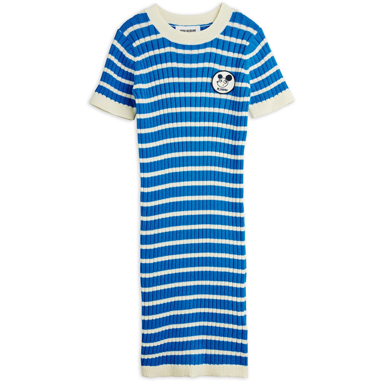 Mini Rodini Blue Ritzratz Patch Rib Stickad Stripe Ss Klänning